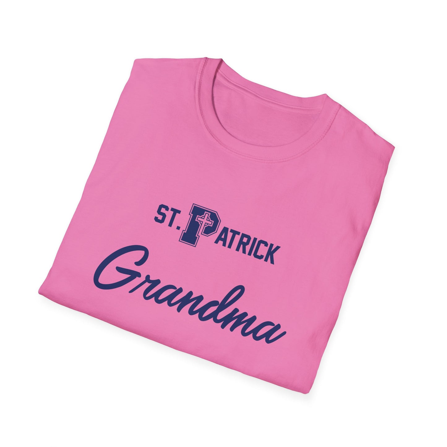 St Patrick Logo with Big Grandma - Adult Cotton Softstyle T-Shirt