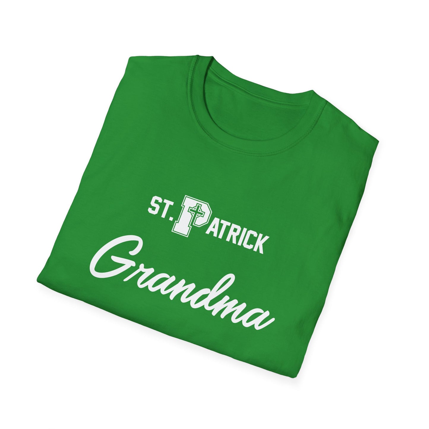St Patrick Logo with Big Grandma - Adult Cotton Softstyle T-Shirt