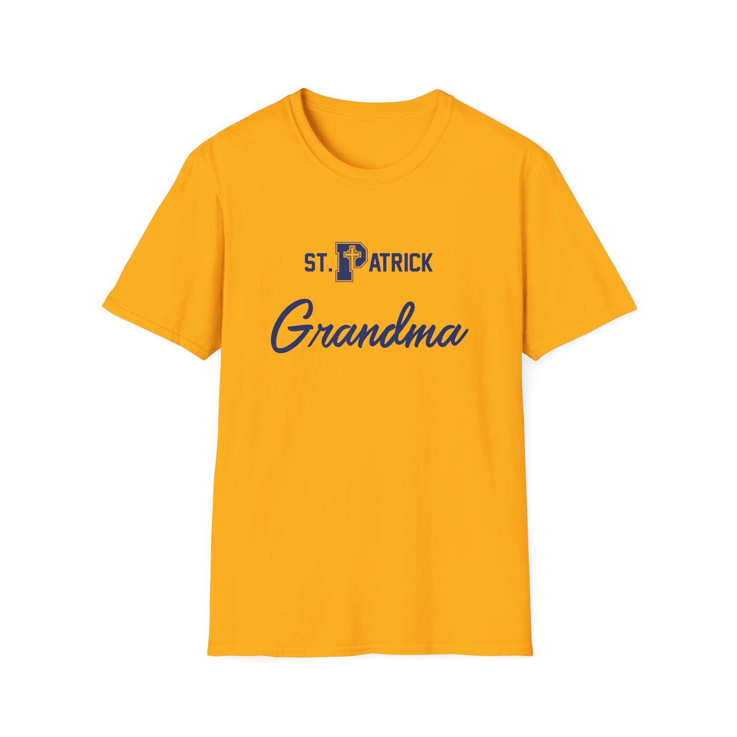 St Patrick Logo with Big Grandma - Adult Cotton Softstyle T-Shirt